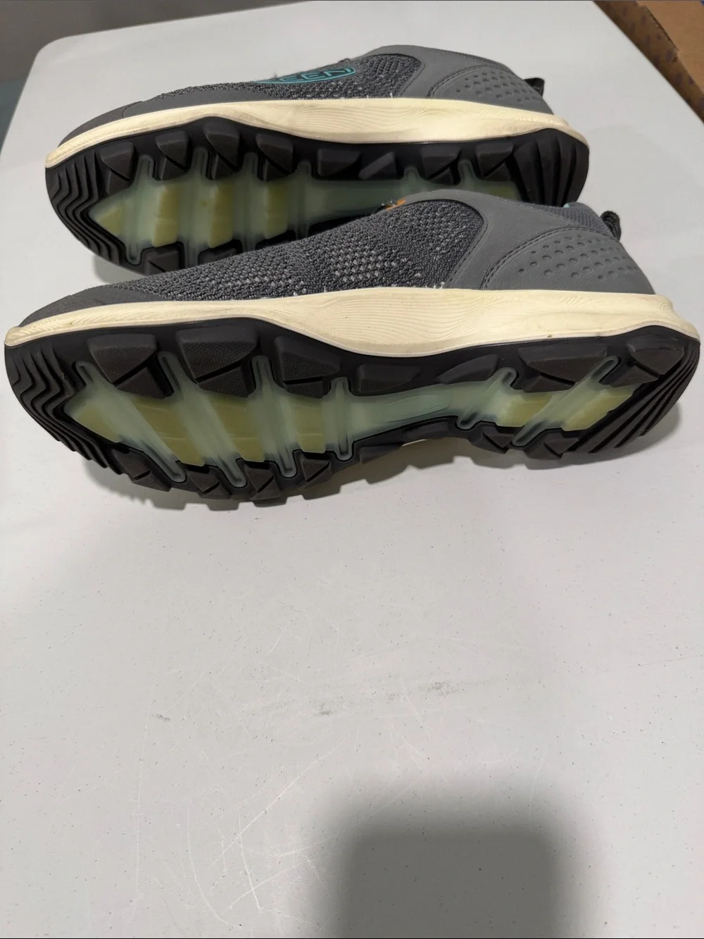 Keen Women’s Gray Sneakers with Teal Lining and Orange Accents